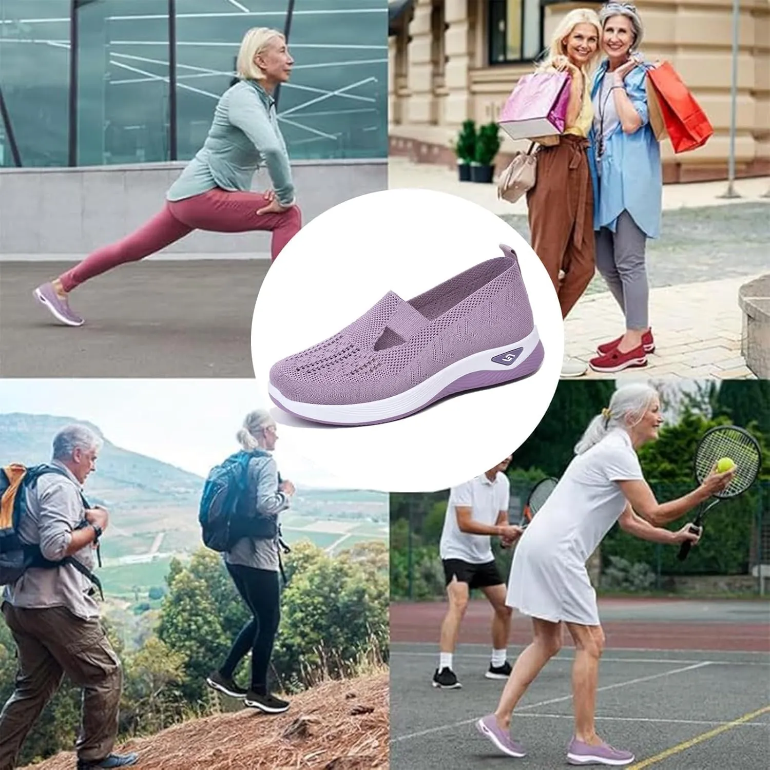 Women's Woven Orthopedic Shoes Breathable Soft Soled Arch Support Slip-On Sneakers Casual Anti-Skid Sports Walking Shoes