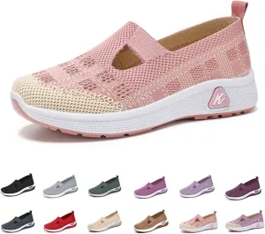 Women's Woven Orthopedic Shoes Breathable Soft Soled Arch Support Slip-On Sneakers Casual Anti-Skid Sports Walking Shoes