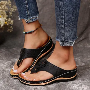 Womenyiaor Women's Orthopedic Arch Support Sandals - Summer Casual Flip Flops - Black