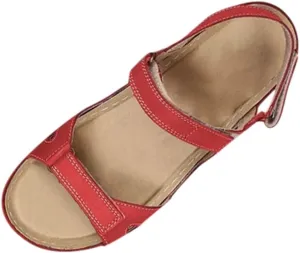 Womenyiaor Women's Red Arch Support Open Toe Ankle Strap Flat Sandals (8.5)