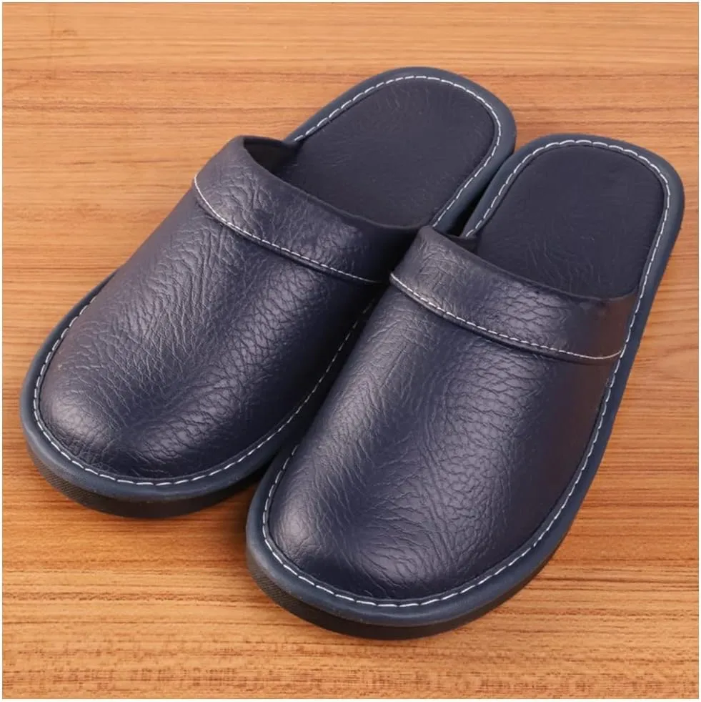XUEMML Leather Slippers Women Indoor Outdoor??leather Sandals Closed Toes??Couple's Home Indoor Breathable Non-slip Slippers Women