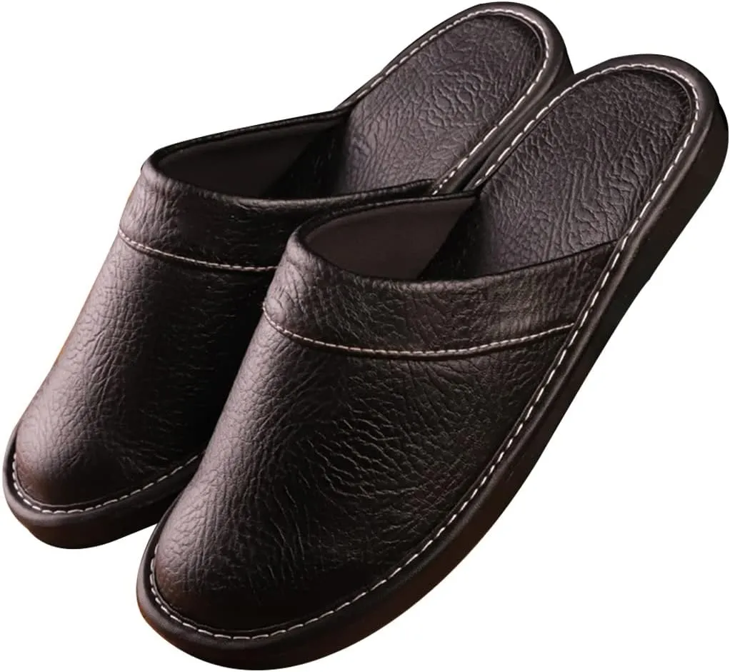XUEMML Leather Slippers Women Indoor Outdoor??leather Sandals Closed Toes??Couple's Home Indoor Breathable Non-slip Slippers Women