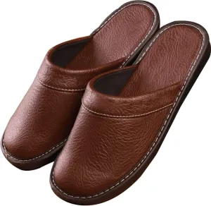 XUEMML Leather Slippers Women Indoor Outdoor??leather Sandals Closed Toes??Couple's Home Indoor Breathable Non-slip Slippers Women