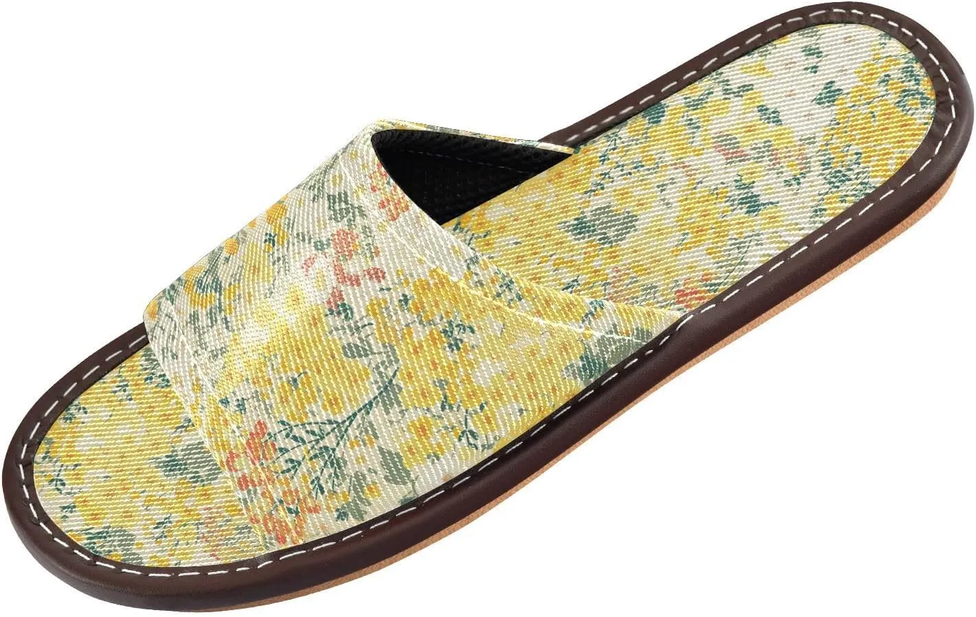 Yellow Little Flowers Men Women Spa Slippers Breathable Dorm Home Slides for Hotel Indoor Indoor