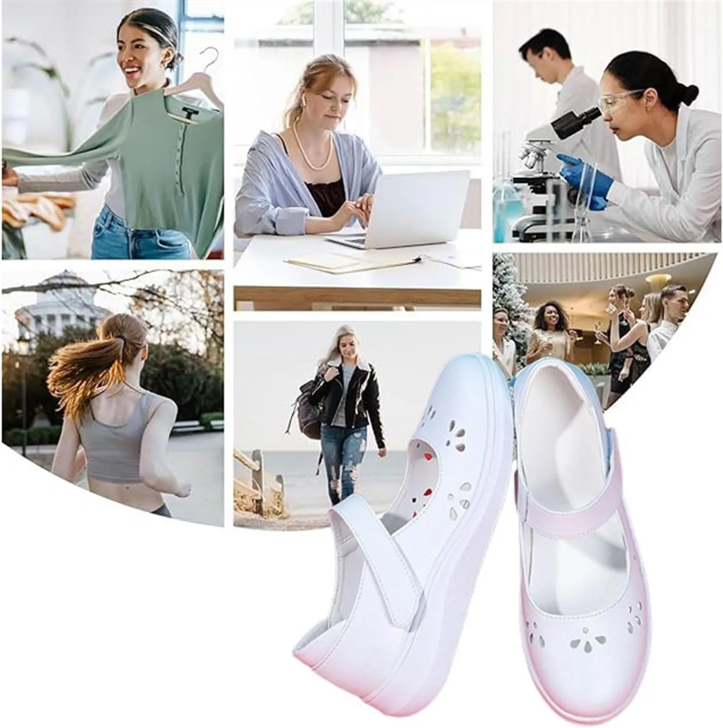 Yytcsjz Women Nurse Sneakers, Womens Non-Slip Breathable Comfortable Working Nurse Shoes, Casual Leather Comfy Orthopedic Wedge Platform Loafers Sneake, for Hospital Nurse Doctors
