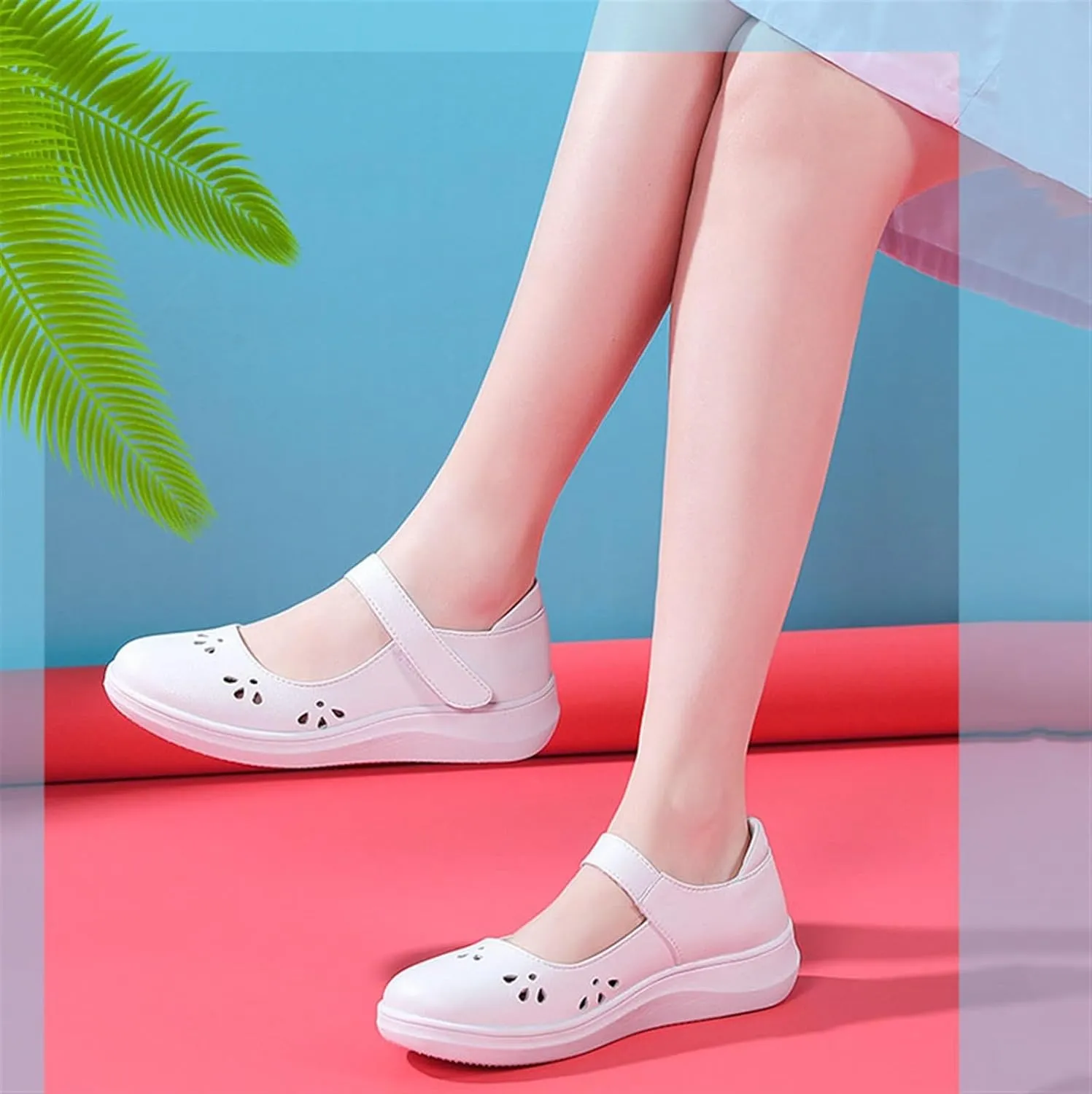 Yytcsjz Women Nurse Sneakers, Womens Non-Slip Breathable Comfortable Working Nurse Shoes, Casual Leather Comfy Orthopedic Wedge Platform Loafers Sneake, for Hospital Nurse Doctors