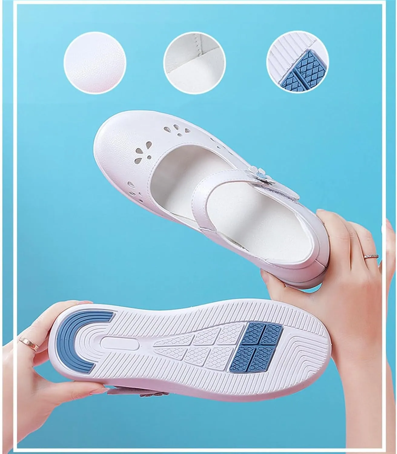 Yytcsjz Women Nurse Sneakers, Womens Non-Slip Breathable Comfortable Working Nurse Shoes, Casual Leather Comfy Orthopedic Wedge Platform Loafers Sneake, for Hospital Nurse Doctors