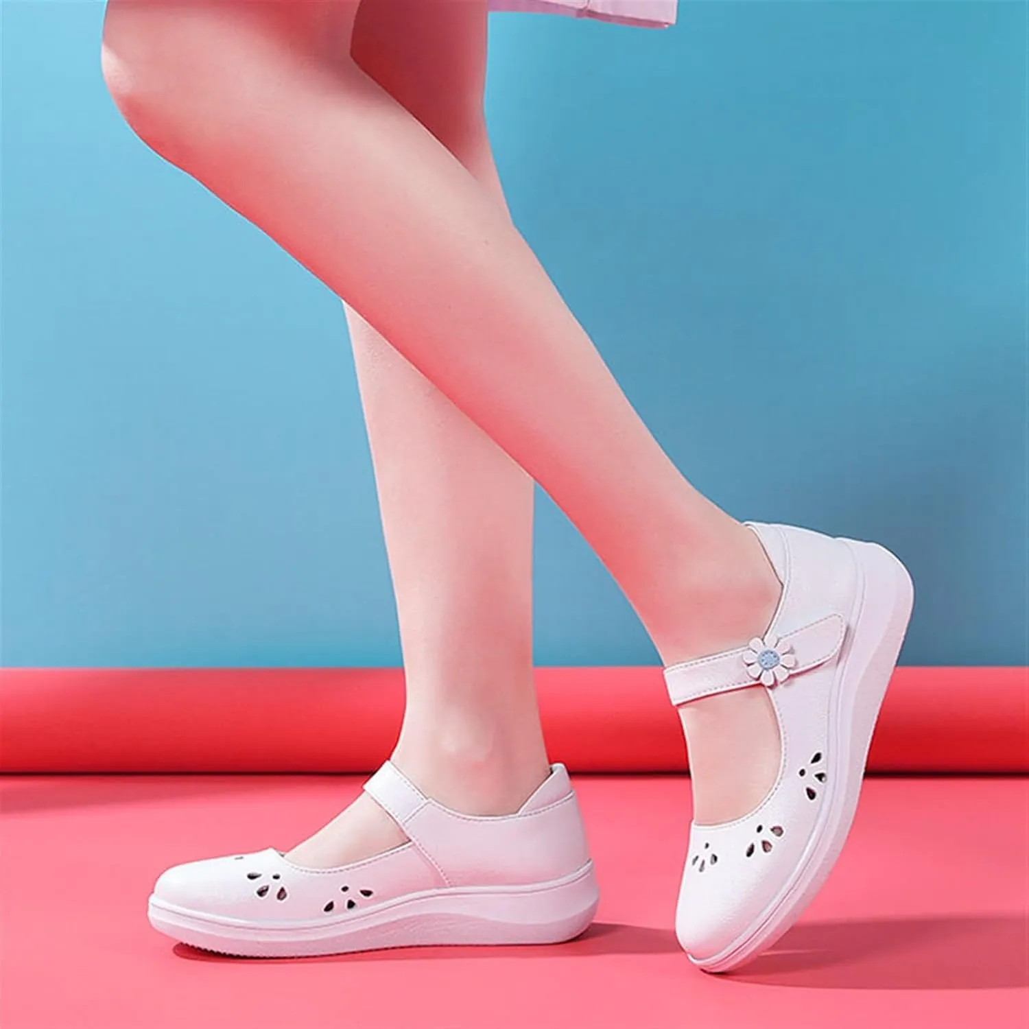Yytcsjz Women Nurse Sneakers, Womens Non-Slip Breathable Comfortable Working Nurse Shoes, Casual Leather Comfy Orthopedic Wedge Platform Loafers Sneake, for Hospital Nurse Doctors