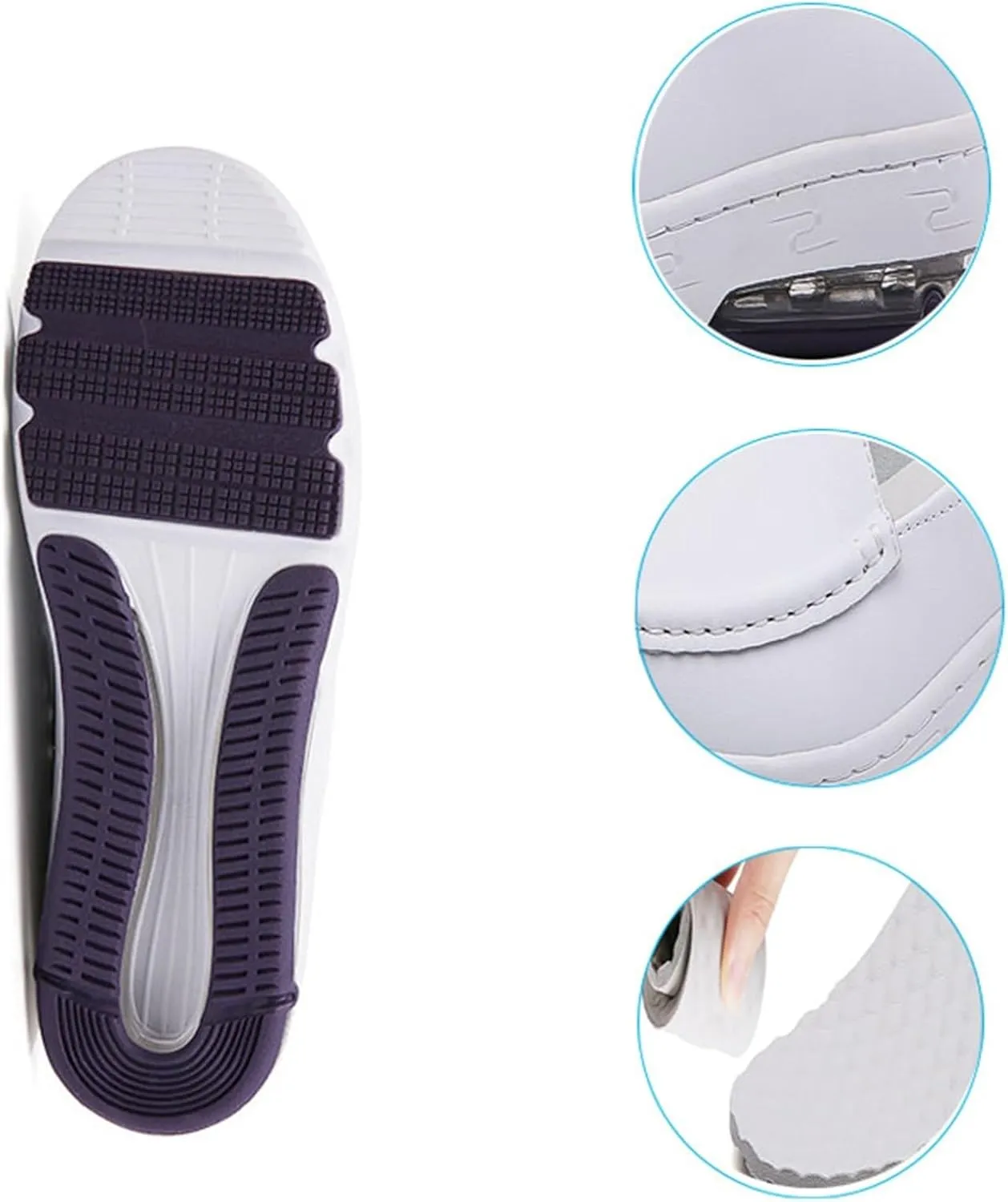 Yytcsjz Women's White Nursing Shoes, Womens Slip on Mesh Breathable Comfortable Working Nurse Shoes, Casual Leather Comfy Orthopedic Wedge Platform Loafers Sneaker, for Medical Care