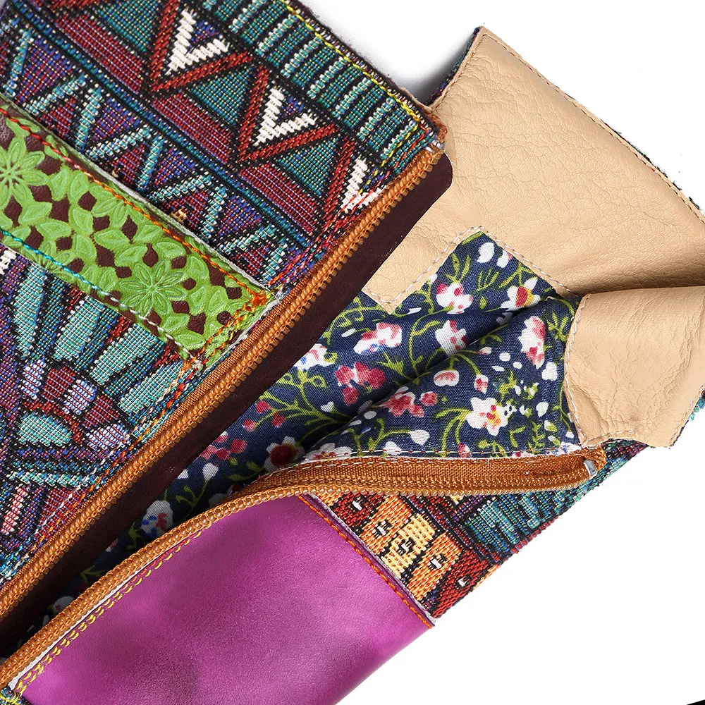 Zalor Patchwork Bohemian Retro Leather High Boots