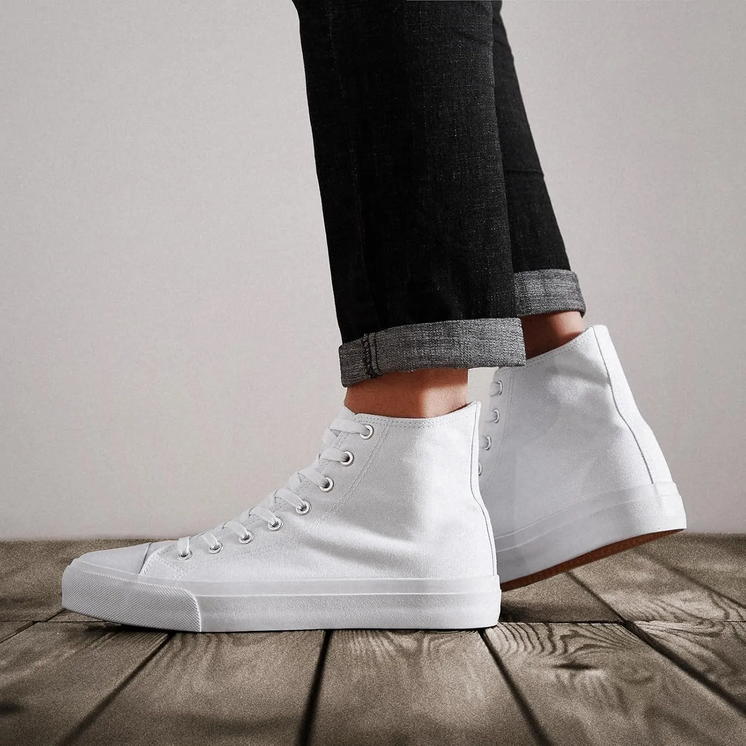 ZGR Men's High Top Canvas Sneakers Lace Up Classic Casual Walking Shoes