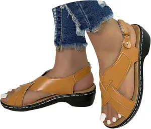 ZSpzx Orthopedic Sandals for Women,2025 Arch Support Wedge Flip Flops Slide Open Toe Crisscross Straps Slip On Dressy Summer Comfortable Slides Memory Foam Walking Beach Shoes