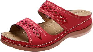 ZSpzx Orthopedic Sandals For Women,Women's Orthotic 2025 Dressy Summer Flat Open Toe Platform Sandals Hollow Out Comfortable Casual Boho Slip on Memory Foam Beach Slides Sandals Outdoor Walking Shoes