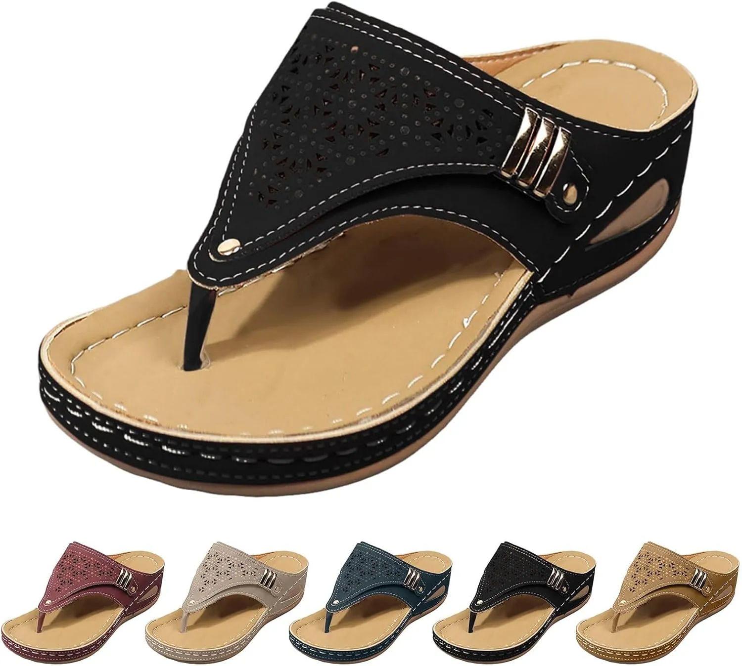 ZSpzx Orthopedic Sandals for Women,Women's Orthotic Dressy Summer 2025 Arch Support Flip Flops Womens Flat Open Toe Casual Slip on Sandals Beach Boho Sandals Comfortable Outdoor Walking Shoes