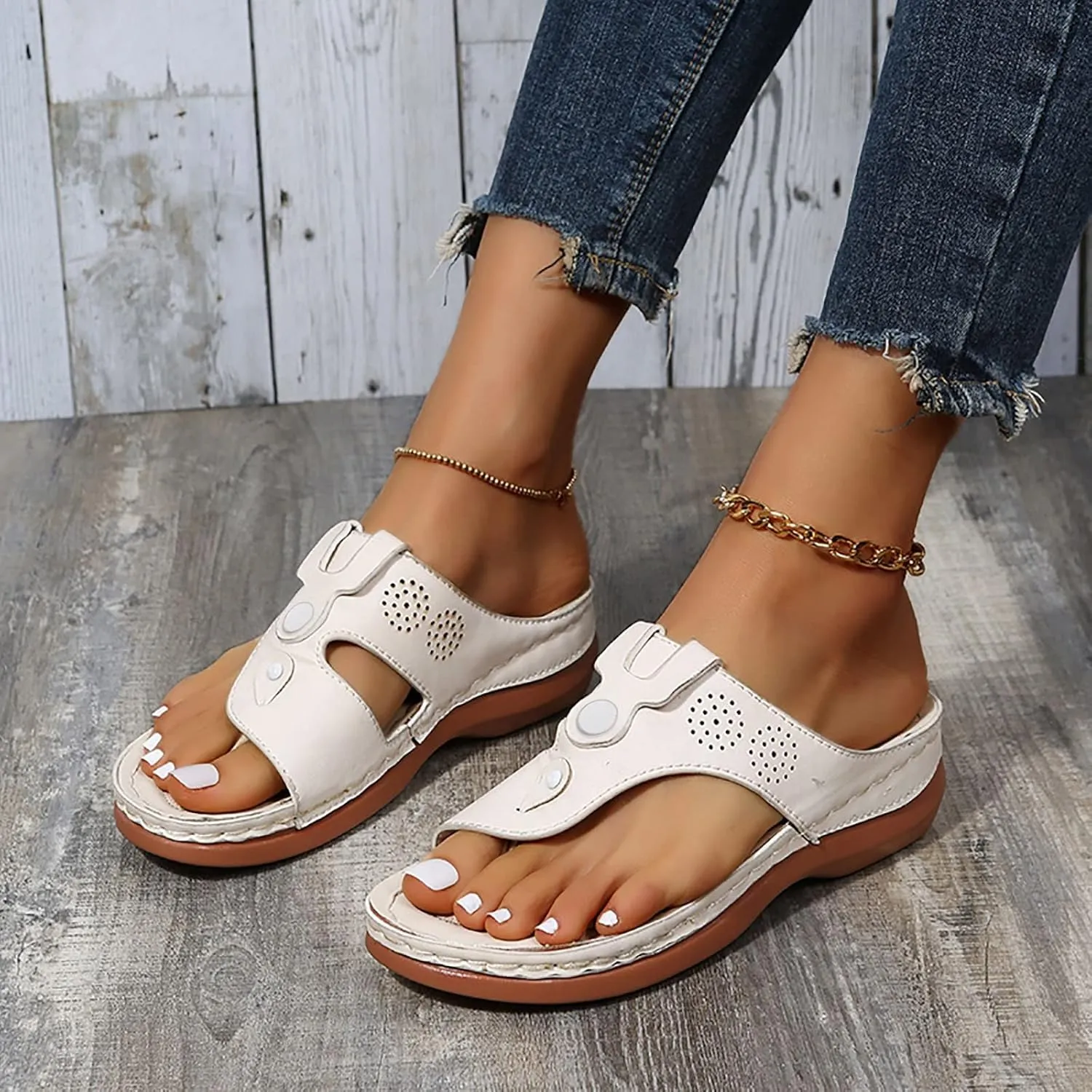 ZSpzx Wedge Sandals For Women 2025,Women's Slide Sandals,Arch Support Flip Flops Thong Slippers Sandals Comfortable Summer Casual Beach Shoes Orthopedic Open Toe Dressy Slip on Walking Shoes