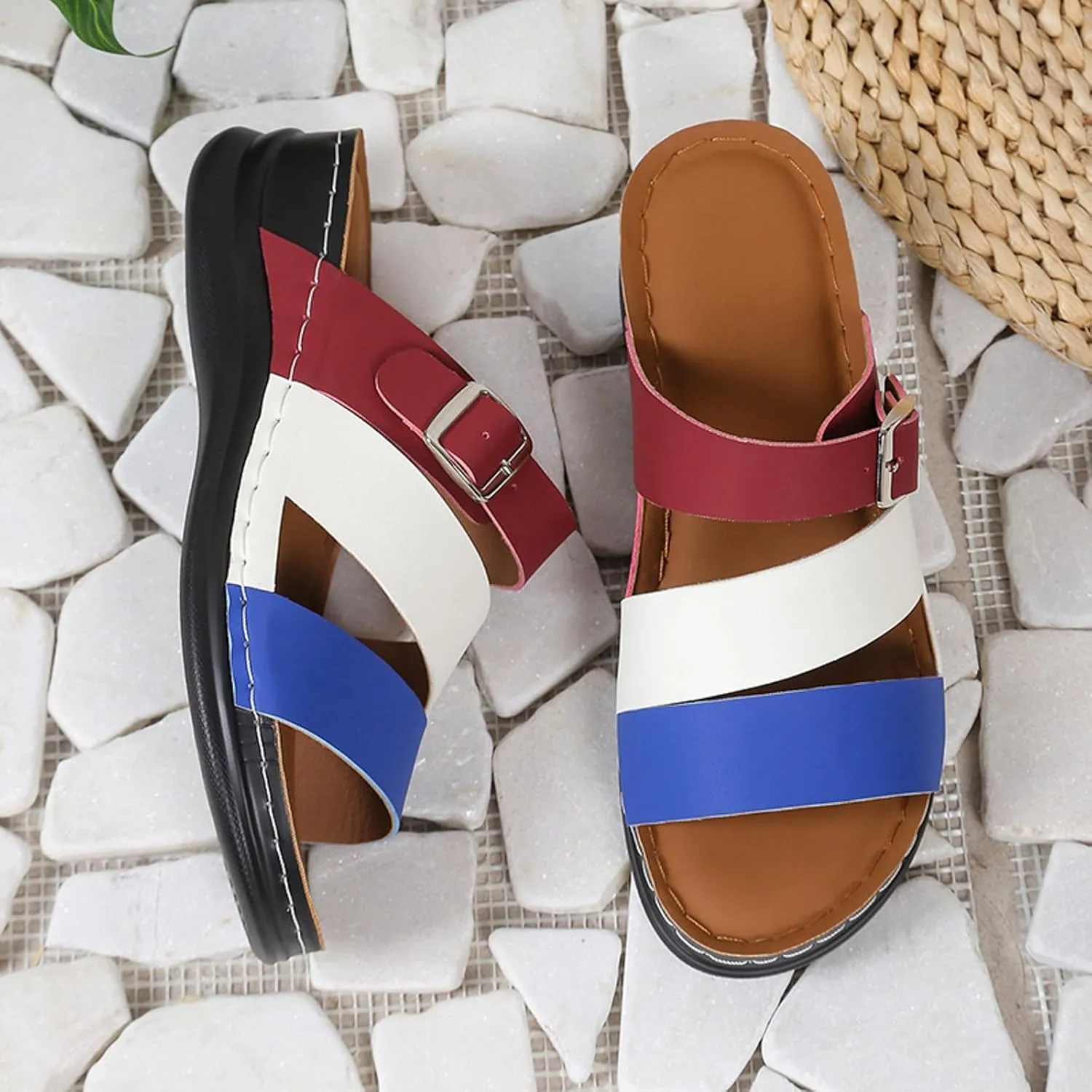 ZSpzx Wedge Sandals for Women Dressy Summer,Women's Slide Sandals,Comfortable Open Toe Crisscross Straps Slip on Slides Sandalias Slippers Memory Foam Plantar Fasciitis Walking Beach Shoes