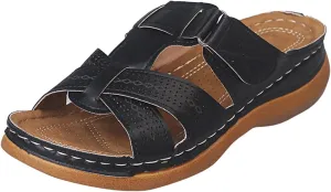 ZSpzx Women's Slide Sandals,Open Toe Crisscross Straps Slip on Wedge Sandals for Women Dressy Summer Comfortable Slides Sandalias Slippers Memory Foam Plantar Fasciitis Walking Beach Shoes
